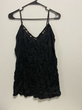 Vintage Y2k early 2000s Weavers black fairy sequined camisole tank top large